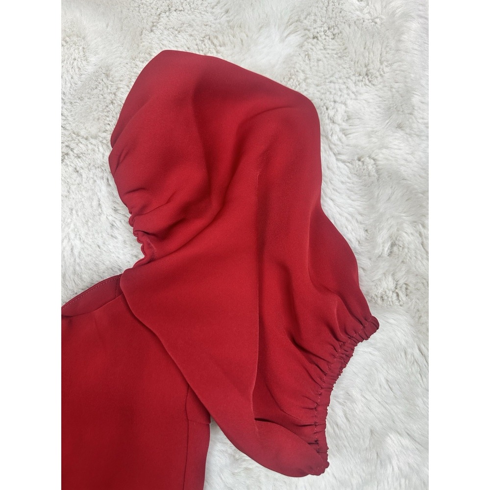 Wilfred Women's Novella Blouse Small Red Sweetheart Neck Smock Puff Sleeve - Picture 10 of 16
